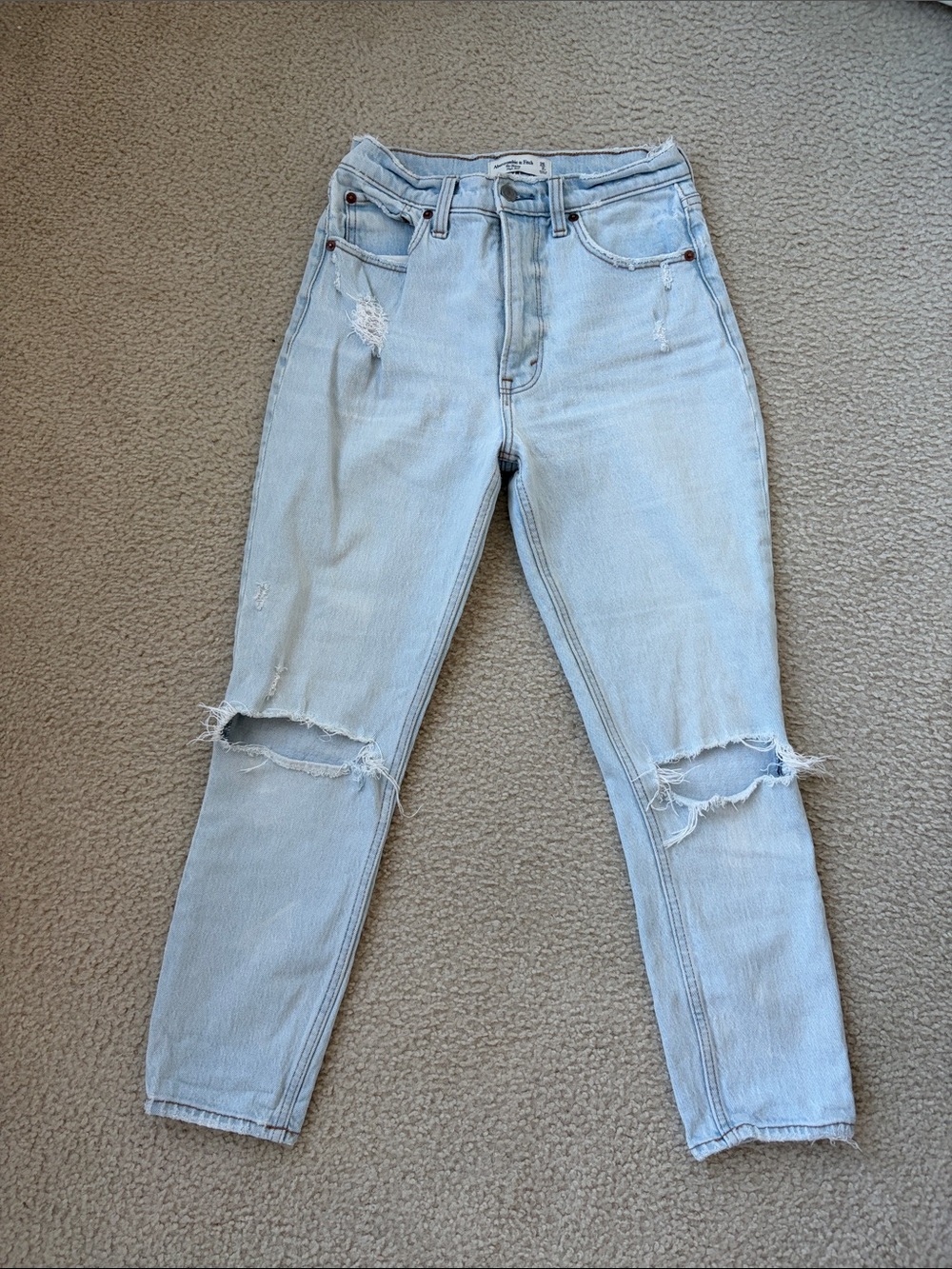 Abercrombie & Fitch Light Wash Distressed Ankle Jeans